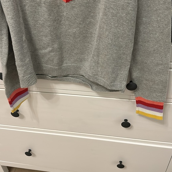 Gap Kids Sweater w/beautiful details, pink heart, striped wrists XXL. Nvr worn - Picture 3 of 4
